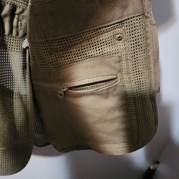 Cabelas Leather Trim Vest Mens Sleeveless Vented Jacket Size Large Hunt Fish - Picture 9 of 13